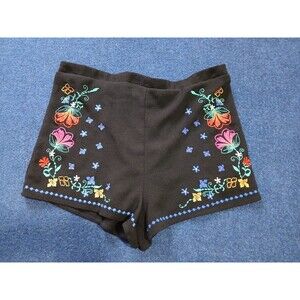 Eyeshadow Boho Black Short Shorts with Embroidered floral XL